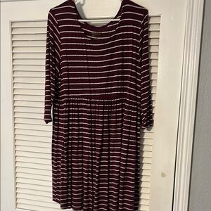 Striped Burgundy Dress